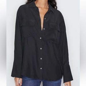 FRAME Boyfriend Black Button Down Silk Shirt size small